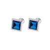 Butoni argintii cu cristal albastru BU083