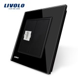 Cumpara ieftin Priza simpla HDMI Livolo cu rama din sticla SmartElectro IntelligentHouse