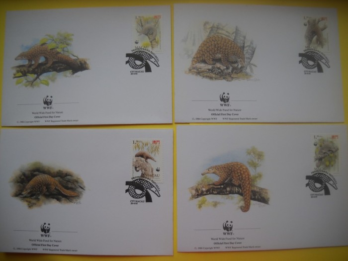 HOPCT PLIC FDC S NR 251 SET 4 FDC FAUNA-PANGOLIN MACAO-CHINA