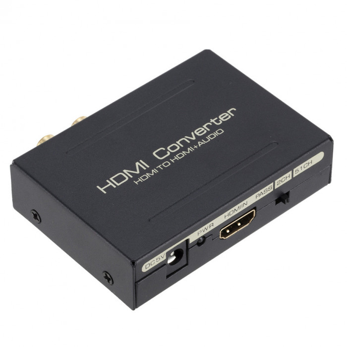 Convertor HDMI la HDMI + audio Optic SPDIF + RCA, 4K+2K, alimentare priza