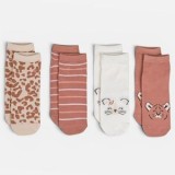 Sosete Scurte Multicolor cu Model Animalute pentru Fete - 4 Perechi, CMCLASS