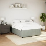 Cadru Pat Gri Deschis 160x200 cm Catifea vidaXL. Pat Dormitor Modern cu Lamele, Suport Saltea 160 x 200 cm