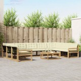 vidaXL Set de canapele de exterior cu pernă 10 pcs Alb și crem 3389092