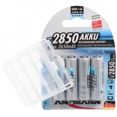 Acumulatori AA, 2850 mAh, Ni-Mh- Ansmann, 4 buc / set + cutie depozitare