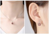 Set Colier Si Cercei Din Argint Roz Pal SET389, Argintboutique
