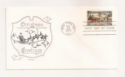 P7 FDC SUA- Christmas Greetings -First day of Issue, necirc. 1974 foto