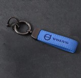 Breloc auto piele albastra pentru VOLVO detaliu metal