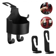 Suport Auto Pahare, Negru, Suspendabil, Cu 2 C&acirc;rlige, Diametru 8cm, &Icirc;nălțime 14cm