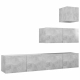 Cumpara ieftin Set de dulapuri TV, 4 piese, gri beton, lemn prelucrat