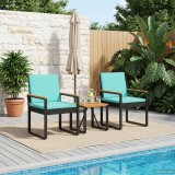 vidaXL Set de Mobilier pentru Exterior cu pernă 3 pcs Negru și Turcoaz 42025335