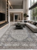 Covor Anny 33024-160, Marime 58 x 110 cm, Gri, Inaltime Fir 7 mm, Antialergic, Polipropilena, Living, Dormitor, Sufragerie, Birou