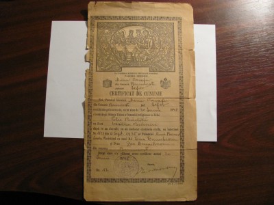 CY - &amp;quot;Certificat de Cununie&amp;quot; / Bucuresti, 20 iunie 1948 / Biserica Manu Cavafu foto