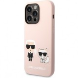Husa MagSafe pentru Apple iPhone 14 Pro Max, Karl Lagerfeld, Liquid Silicone Karl and Choupette, Roz