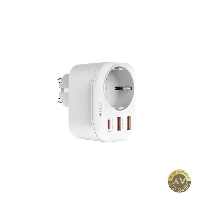 Incarcator Retea DEVIA WW09-F-PD 20W 3A 2 x USB-A - 1 x USB-C - 1 x Schuko Alb