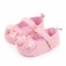 Pantofiori roz cu fundita cu bilute din puf (Marime Disponibila: 6-9 luni