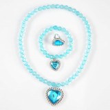 Set bijuterii 3 piese cu inima albastra