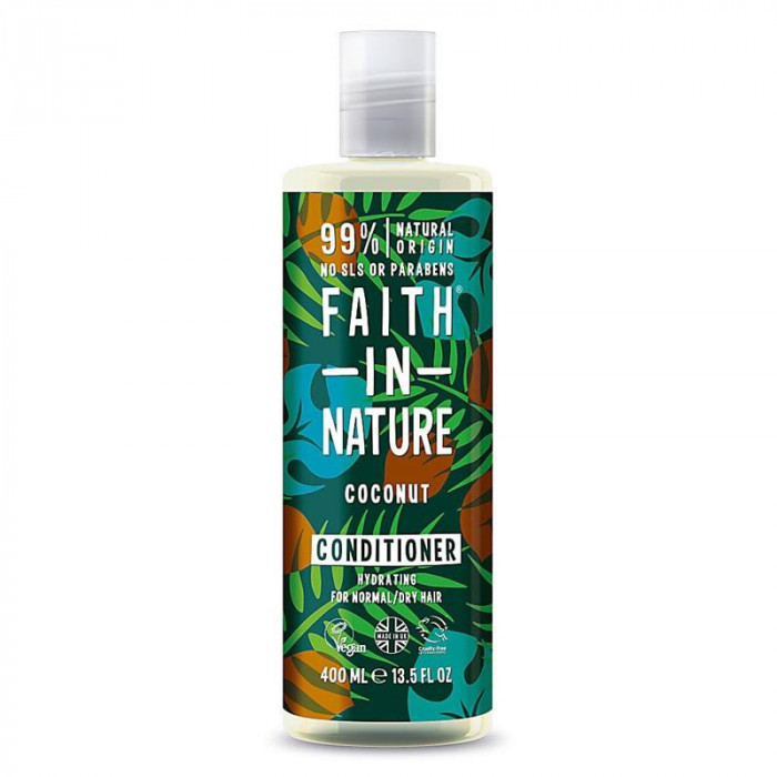 Balsam Natural Hidratant cu Cocos pentru Par Normal sau Uscat 400 mililitri Faith In Nature