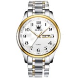 Cumpara ieftin Ceas brbatesc Olevs CS1535, otel inoxidabil, argintiu-auriu, cadran alb