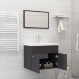 Cumpara ieftin Set mobilier de baie, gri, lemn prelucrat