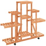 Cumpara ieftin Suport pentru flori cu roti, 110x25x101 cm, lemn masiv de brad