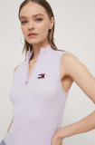 Tommy Jeans top femei, culoarea violet, cu turtleneck DW0DW17754