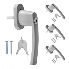 Set 4 Manere pentru fereastra cu blocare, Kwmobile, Argintiu, Aluminiu, 37354.35 foto