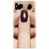 Husa silicon pentru Apple Iphone XS Max, Finger Purple Nailpolish Girl Lips
