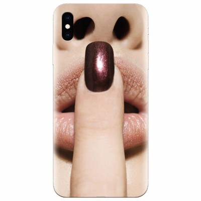 Husa silicon pentru Apple Iphone X, Finger Purple Nailpolish Girl Lips foto