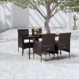 VidaXL Set masă pentru grădină, 5 piese, cu perne, negru