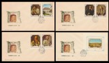 1970 Romania, 4 FDC Reproduceri arta Simturile (serie + colita) LP 751 &amp; LP 752, Romania de la 1950