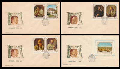 1970 Romania, 4 FDC Reproduceri arta Simturile (serie + colita) LP 751 &amp;amp; LP 752 foto