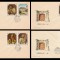 1970 Romania, 4 FDC Reproduceri arta Simturile (serie + colita) LP 751 &amp; LP 752