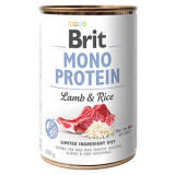 Brit Mono Protein, Miel cu Orez brun, Conservă hrană umedă monoproteică conținut redus cereale c&acirc;ini, (pate), 400g