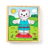 Cumpara ieftin Puzzle din lemn, Imbraca pisica, Woodyland, 18 piese