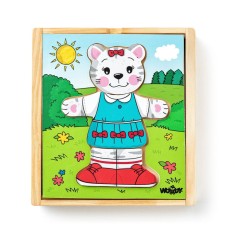 Puzzle din lemn, Imbraca pisica, Woodyland, 18 piese