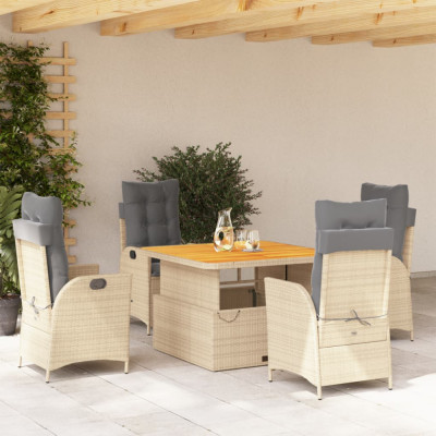 Set mobilier de gradina cu perne, 5 piese, bej, poliratan GartenMobel Dekor foto