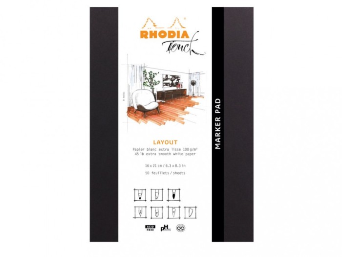 Blocnotes grafic A5+ (16 x 21), portrait, 50 file, Rhodia Touch Layout