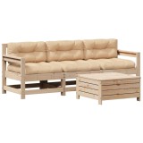 Set mobilier de gradina cu perne, 4 piese, lemn masiv de pin
