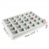 Tava Bijuterii Catifea Gri, 30 Spatii, 35x24cm, Watchbox, Prezentare Inele, Cercei, Pandantive