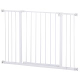 PawHut Barieră de Protecție Extensibilă pentru C&acirc;ini, din Metal, 76-107x76 cm, Alb | Aosom Romania