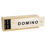 Joc Domino &icirc;n cutie de lemn, 28 de piese de culoare neagră, mărime 15 x 5 x 3 cm, 6-8 ani, Unisex