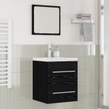 vidaXL Dulap pentru Chiuveta de Baie cu sertar Negru 42 x 39 x 52 cm 3415937