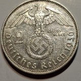 Germania Nazista 2 reichsmark 1936 E argint RaR