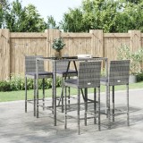 Set mobilier bar de gradina, cu perne, 5 piese, gri, poliratan GartenMobel Dekor, vidaXL