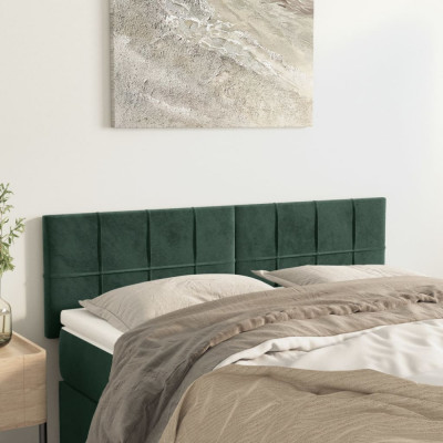 vidaXL Tăblii de pat, 2 buc., verde &amp;icirc;nchis, 72x5x78/88 cm, catifea foto