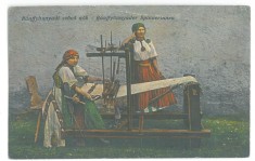 3547 - HUEDIN, Cluj, Femei la razboiul de tesut, Romania - old postcard, CENSOR - used - 1917