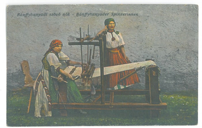 3547 - HUEDIN, Cluj, Femei la razboiul de tesut, Romania - old postcard, CENSOR - used - 1917