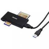 Cititor de carduri Hama USB 3.0, SD / MICROSD / CF / MS, Negru
