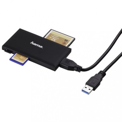 Cititor de carduri Hama USB 3.0, SD / MICROSD / CF / MS, Negru foto