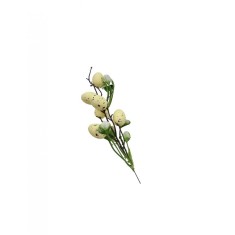 Ramura decorativa de Paste cu oua galben deschis si floricele albe 30 cm